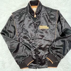 Vintage MGM Grand Jacket Medium Satin Bomber Embroidered Las Vegas 90s